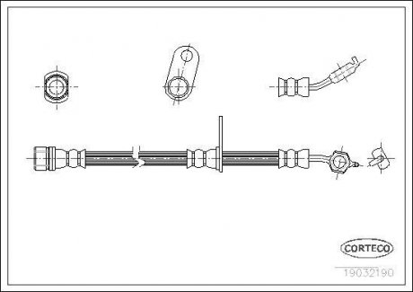 Шланг гальмівний Toyota Carina Corolla 88-2001 F L CORTECO 19032190