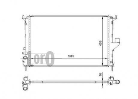 Радіатор води Duster/Logan/Sandero 1.2/1.4/1.5dCi/1.6 05- (585x406x16) DEPO 010-017-0001