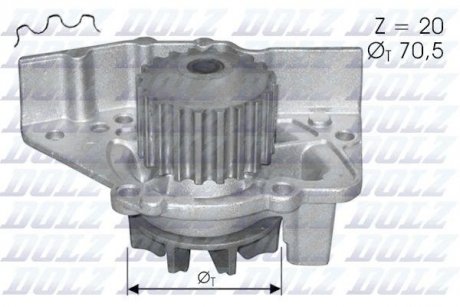 Водяний насос Ducato/Boxer/Scudo 1.9TD (1905) 94-02 DOLZ C119