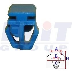 Кліпса бок. молдінгов (к-т:10 шт) размер:A= 12mm/B= 9,6mm/C= 14,5mm/d= 2,1mm/H=17mm ELIT B26296