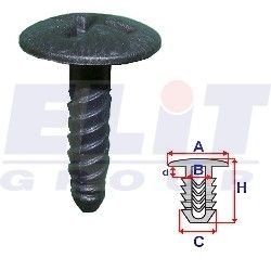 Кліпса решітки (к-т:10 шт)размер:A= 18,8mm/B= 5mm/C= 5,7mm/d = 5,2mm/H = 24mm ELIT C50870