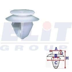 Кліпса обивки дв. (к-т:10 шт) размер:A = 13mm/B = 10mm/C = 18mm/d = 1,5mm/H = 16mm ELIT C60316