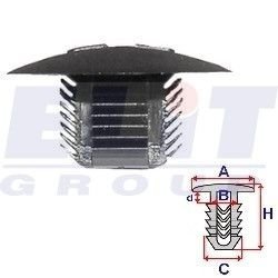 Кліпса обивки дв. (к-т:10 шт) размер:A= 25mm/B = 12mm/C = 14mm/H = 13mm ELIT C60357