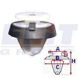 Кліпса обивки дв. (к-т:10 шт) размер:A= 13mm/B = 11mm/C = 18mm/d = 2,2mm/H = 16mm ELIT C60438