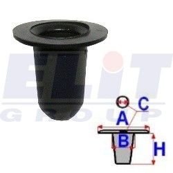 Втулка внеш.накладок на поріг/молдінг (к-т:10 шт) размер:A= 16mm/B= 8,8mm/C= 6,6mm/H= 15mm ELIT C60453