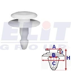 Кліпса воздухозаборника (к-т:5 шт) A= 12,5mm/B= 4mm/C= 15,5mm/H= 18mm ELIT C60477