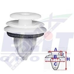 Кліпса обивки дв. (к-т:10 шт) размер:A= 12,8mm/B = 8,4mm/C = 17,7mm/d = 2,4mm/H = 19,8mm ELIT C60553