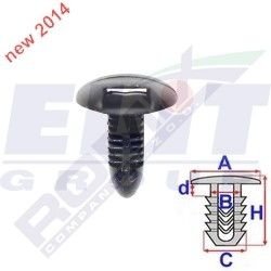 Кліпса внутр. отделки (к-т:5 шт) размер:A= 15,7mm/B = 5,6mm/C = 5,6mm/d = 0,6mm/H = 19,2mm ELIT C60642