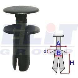 Дюбель воздухозаборника (к-т:10 шт)размер:A= 15,3mm/B= 6,6mm/H= 16mm/d= 1,1mm ELIT KHR C60450