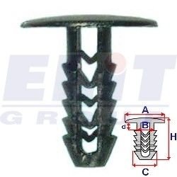 Кліпса обивки дв. (к-т:25 шт) размер:A = 19,8mm/B = 6,3mm/C = 7,8mm/d = 5,3mm/H = 25,2mm ELIT R 10053