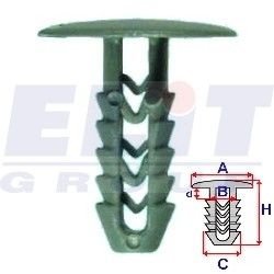 Кліпса обивки дв. (к-т:25 шт) размер:A= 20,3mm/B= 6,5mm/C= 8,1mm/d= 6,3mm/H= 25,6mm ELIT R 10054