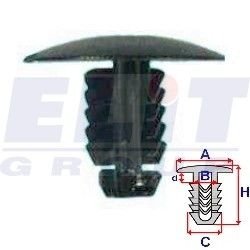 Кліпса в мотор.отсеке (к-т:10 шт) размер:A = 19,5mm/B = 2,1mm/C = 7,8mm/H = 15,2mm ELIT R 10180