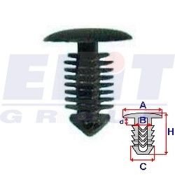 Кліпса обивки дв. (к-т:10 шт) размер:A = 14mm/B = 3mm/C = 7,9mm/d = 2,7mm/H = 17,5mm ELIT R 10495