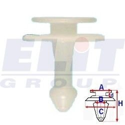 Кліпса обивки дв. (к-т:25 шт)rozm:A= 13,8mm/B= 4,5mm/C= 17,7mm/D= 2,7mm/H= 21,3mm ELIT R 11000