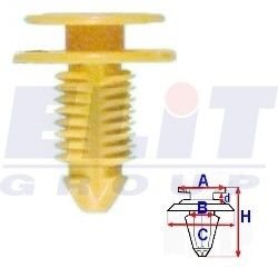 Кліпса обивки дв. (к-т:10 шт) размер:A = 13,8mm/B = 5,1mm/C = 15,9mm/d = 3mm/H = 22mm ELIT R 11027