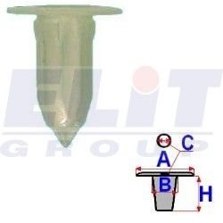 Кліпса обивки дв. (к-т:10 шт) размер:A = 16mm/B = 7,8mm/C = 6,8mm/H = 22,9mm ELIT R 11047