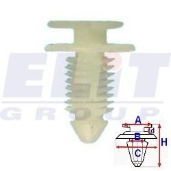Кліпса обивки дв. (к-т:10 шт) размер:A = 11,5mm/B = 5mm/C = 16,1mm/d = 2,8mm/H = 22,3mm ELIT R 11150