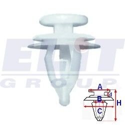 Кліпса обивки дв. (к-т:10 шт) размер:A = 11,9mm/B = 9,3mm/C = 18mm/d = 2,8mm/H = 21,2mm ELIT R 11261