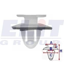 Кліпса обивки дв. (к-т:10 шт) размер:A = 13,1mm/B = 9,4mm/C = 17,2mm/d = 3,2mm/H = 16,7mm ELIT R 11361 (фото 1)