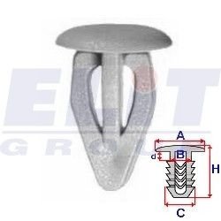 Кліпса багажника (к-т:10 шт) размер:A = 13,6mm/B = 8,7mm/C = 9,9mm/H = 19,9mm ELIT R 11450