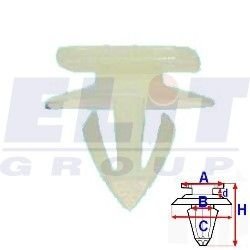 Кліпса внеш.накладок на поріг/молдінг (к-т:10 шт) размер:A= 14,9mm/B= 4,5mm/C= 17,8mm/d= 2,6mm/H= 16 ELIT R 12056