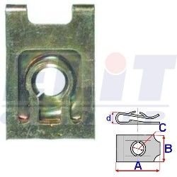 Монтажна пластина в мотор.отсеке (к-т:10 шт) размер:A= 24,5mm/B= 16,3mm/C= 4,3mm/d= 2,1mm ELIT R 16309