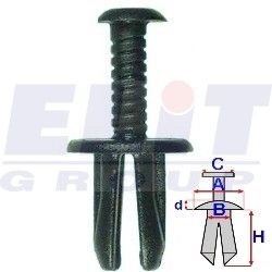 Дюбель багажника (к-т:10 шт) размер:A = 17,8mm/B = 7,5mm/C = 9,8mm/d = 2mm/H = 20mm ELIT R 20000