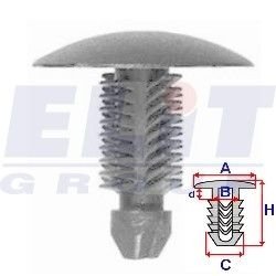 Кліпса обивки дв. (к-т:10 шт) размер:A = 21,6mm/B = 5,4mm/C = 7,8mm/d = 3,8mm/H = 23,8mm ELIT R 20242