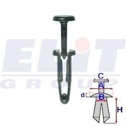 Дюбель для знака (к-т:25 шт) размер:A = 10,1mm/B = 4,6mm/C = 9,9mm/d = 1,7mm/H = 18,7mm ELIT R 20243 (фото 1)