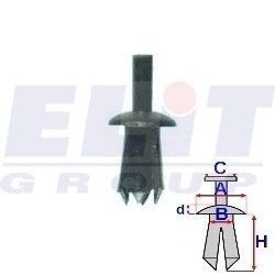 Дюбель салона (к-т:25 шт) размер:A = 9,4mm/B = 5,2mm/C = 3,1d = 1,6mm/H = 11,1mm ELIT R 20309