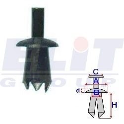 Дюбель салона (к-т:10 шт) размер:A = 9,3mm/B = 5,3mm/C = 3,2mm/d = 1,7mm/H = 11,6mm ELIT R 20561 (фото 1)