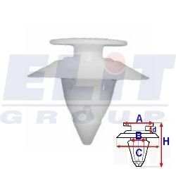 Кліпса бампера (к-т:10 шт) размер:A = 13mm/B = 9,2mm/C = 21,1d = 2,9mm/H = 18,3mm ELIT R 55127Z