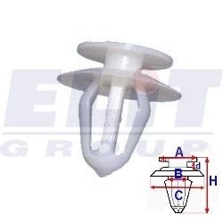 Кліпса обивки дв. (к-т:10 шт) размер:A = 12,6mm/B = 7,3mm/C = 16,8mm/d = 2,9mm/H = 18,2mm ELIT R 603011