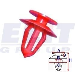 Кліпса обивки дв. (к-т:10 шт)размер:A= 12,6mm/B= 7,5mm/C= 16,5mm/d= 2,4mm/H= 18,3mm ELIT R 603012