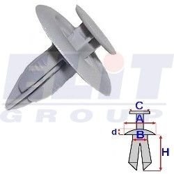 Дюбель внутр. отделки (к-т:10 шт) размер:A = 17,4mm/B = 5,8mm/C = 9,6mm/d = 2,1mm/H = 14,7mm ELIT R 80102