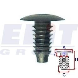 Кліпса в прибор.панели та салоне (к-т:10 шт) размер:A = 20mm/B = 7,1mm/C = 9,2mm/d = 3,7mm/H = 22,7m ELIT R A12301