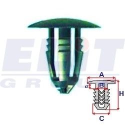 Кліпса обивки дв. (к-т:10 шт) размер:A = 18,1mm/B = 7,2mm/C = 9mm/d = 3,4mm/H = 18,3mm ELIT R A14545