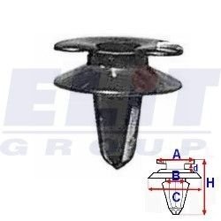 Кліпса обивки дв. (к-т:10 шт) размер:A = 17,3mm/B = 8,6mm/C = 9,7mm/d = 3,4mm/H = 17,5mm ELIT R A14950