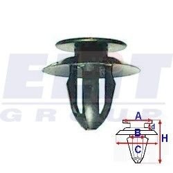 Кліпса багажника (к-т:10 шт) размер:A = 13,2mm/B = 7,9mm/C = 18mm/d = 3mm/H = 16,2mm ELIT R A16178