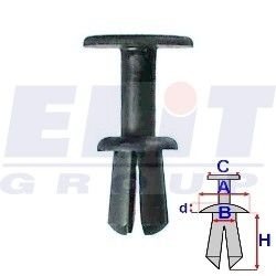 Дюбель багажника (к-т:10 шт) размер:A = 12,6mm/B = 7,7mm/C = 17mm/d = 2,2mm/H = 12,5mm ELIT R A16867