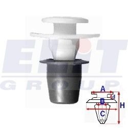 Кліпса накладки капота (к-т:10 шт) размер:A = 12mm/B = 9mm/C = 18mm/d = 2,7mm/H = 21,8mm ELIT R A81056