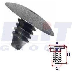 Кліпса багажника (к-т:10 шт) размер:A = 27mm/B = 7,4mm/C = 9,7mm/d = 3,9mm/H = 17,2mm ELIT R A82001