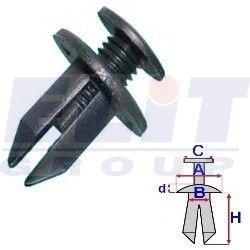 Дюбель в мотор.отсеке [90-01] (к-т:10 шт) A= 13,9mm/B= 7,2mm/C= 9,8mm/d= 1,7mm/H= 12,5m ELIT R B14697