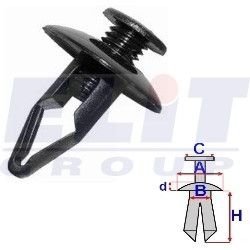 Дюбель подКрилков (к-т:10 шт) размер:A= 19,4mm/B= 7,9mm/C= 9,9d= 2,9mm/H= 18,8mm ELIT R B16858