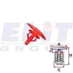 Кліпса ущільнювача [93-02] (к-т:10 шт)rozm:A= 14,7mm/B= 3,6mm/C= 6,3mm/d= 1,5mm/H= 11,2mm ELIT R B18877