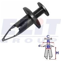 Дюбель бампера (к-т:10 шт) размер:A = 19,8mm/B = 8,7mm/C = 13mm/d = 3,9mm/H = 27,6mm ELIT R B19739 (фото 1)