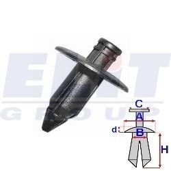 Дюбель обивки дв. (к-т:10 шт) размер:A= 18,1mm/B= 6,6mm/C= 5,5mm/d= 2,4mm/H= 17,8mm ELIT R B21003