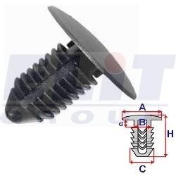 Кліпса обивки дв. (к-т:10 шт) размер:A = 25,1mm/B = 6,9mm/C = 11mm/d = 3,9mm/H = 23,6mm ELIT R B22002