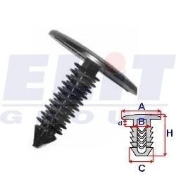 Кліпса обивки дв. (к-т:10 шт) размер:A = 18,9mm/B = 2,5mm/C = 5,1mm/d = 2mm/H = 19,5mm ELIT R B22003