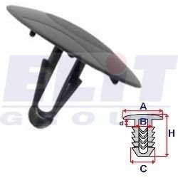 Кліпса в мотор.отсеке (к-т:10 шт)rozm:A= 30mm/B= 6,6mm/C= 8,4mm/d= 3,9mm/H= 18,7mm ELIT R B22010